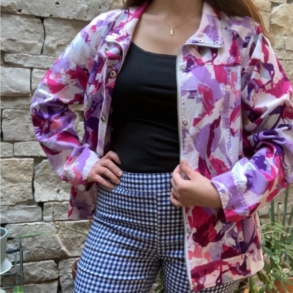 CHRISTOPHER & Banks floral denim jacket coat medium - Picture 3 of 7